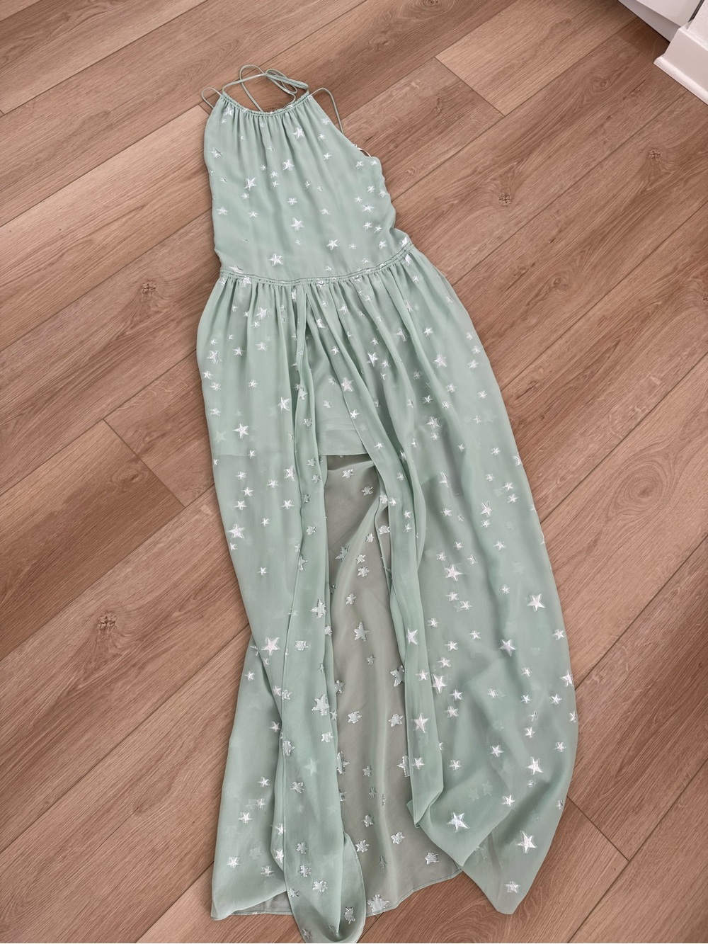 AMIRI Front Slit Star Print Silk Dress. NWT- Size 38